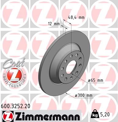 Тормозной диск ZIMMERMANN 600325220