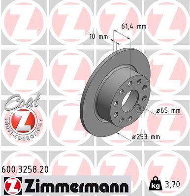 Тормозной диск ZIMMERMANN 600325820