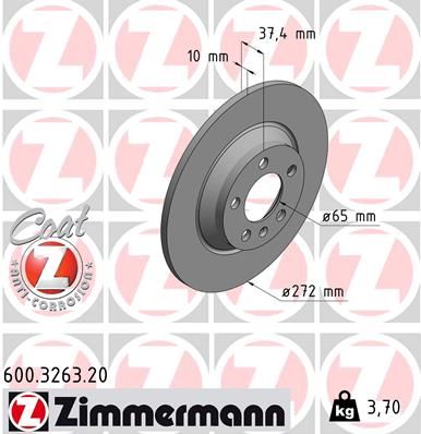 Тормозной диск ZIMMERMANN 600326320