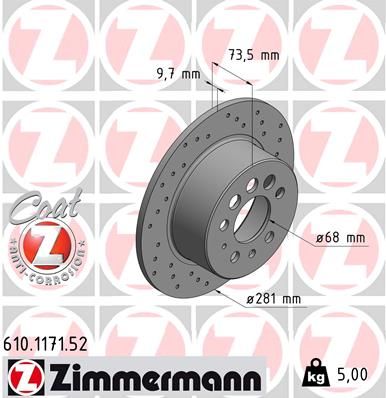Тормозной диск ZIMMERMANN 610117152
