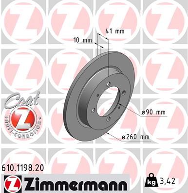 Тормозной диск ZIMMERMANN 610119820