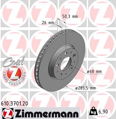 Тормозной диск ZIMMERMANN 610370120