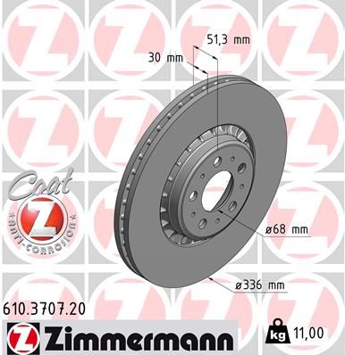 Тормозной диск ZIMMERMANN 610370720
