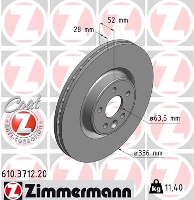 Тормозной диск ZIMMERMANN 610371220