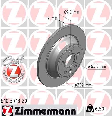 Тормозной диск ZIMMERMANN 610371320