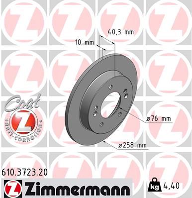 Тормозной диск ZIMMERMANN 610372320