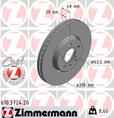 Тормозной диск ZIMMERMANN 610372420
