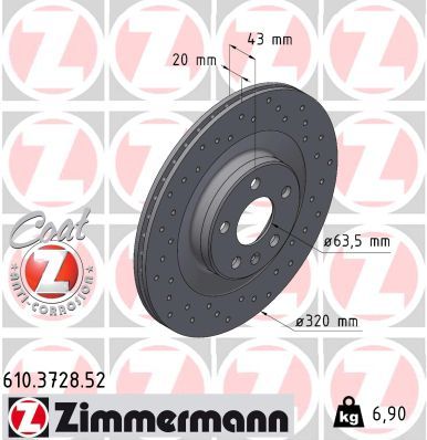 Тормозной диск ZIMMERMANN 610372852