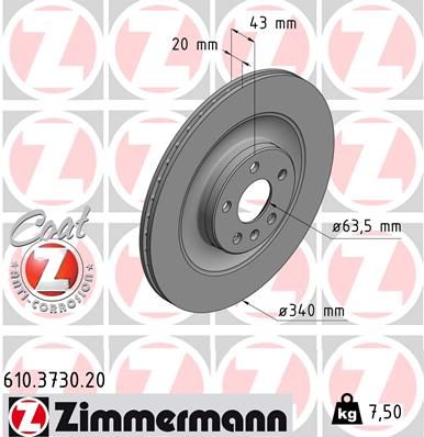 Тормозной диск ZIMMERMANN 610373020
