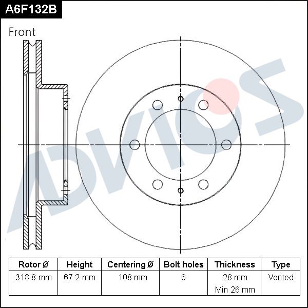 Тормозной диск ADVICS A6F132B