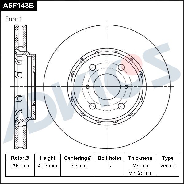 Тормозной диск ADVICS A6F143B