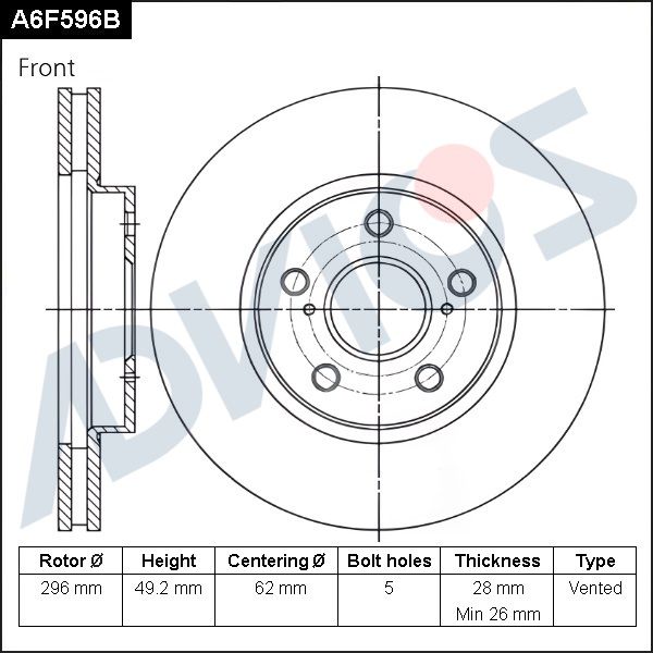 Тормозной диск ADVICS A6F596B