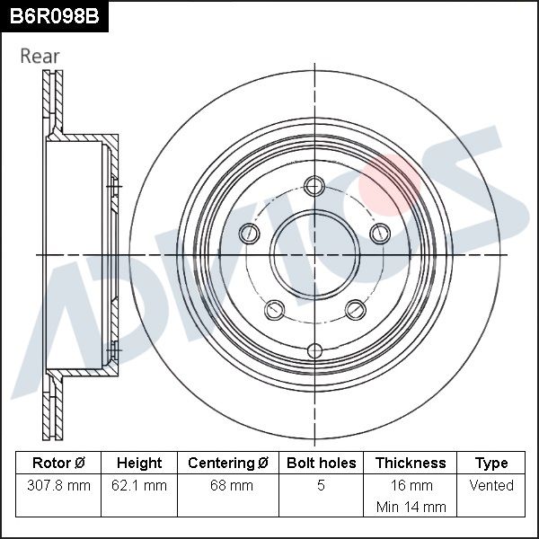 Тормозной диск ADVICS B6R098B