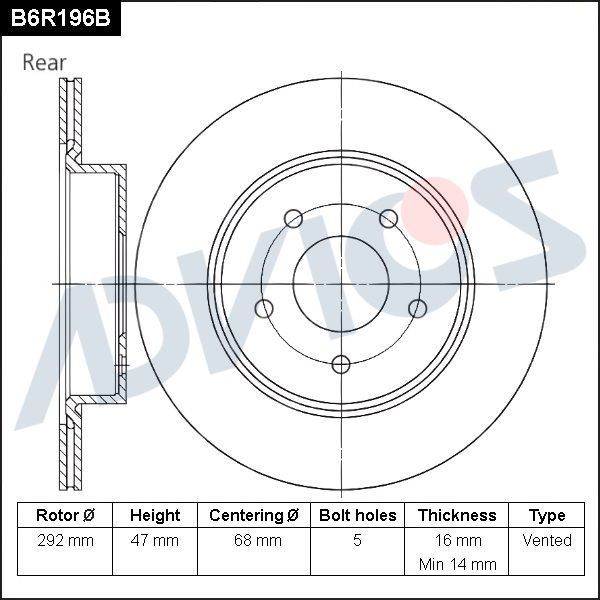Тормозной диск ADVICS B6R196B