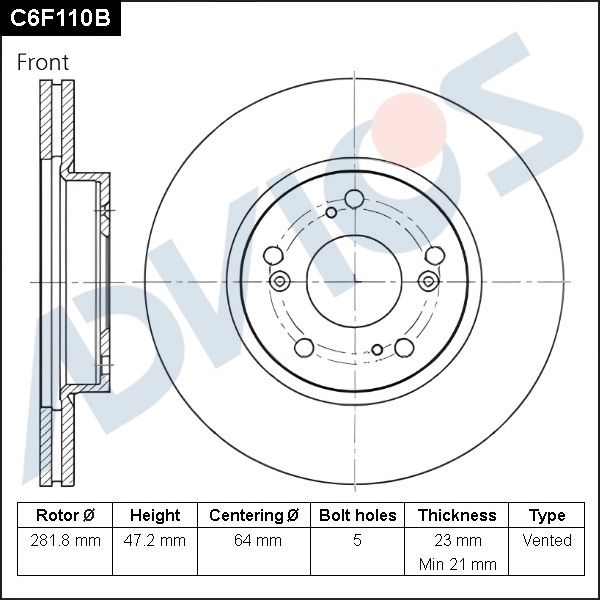 Тормозной диск ADVICS C6F110B