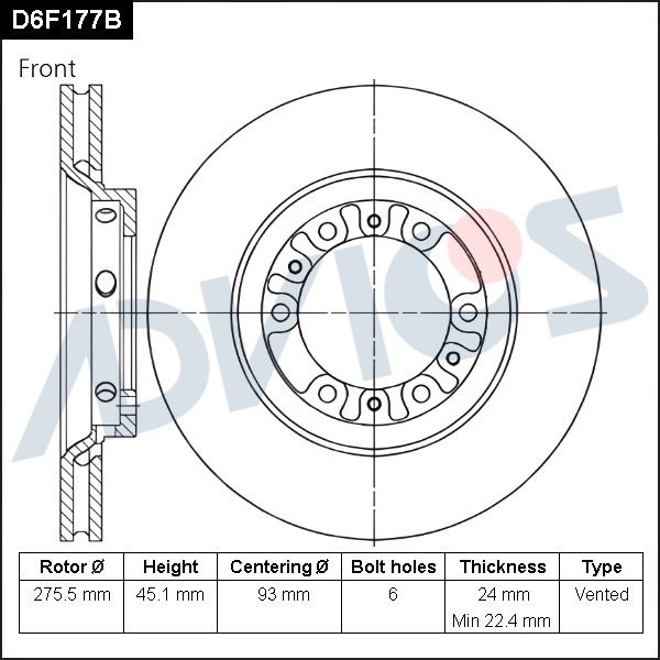 Тормозной диск ADVICS D6F177B