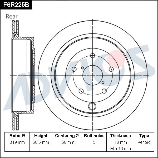 Тормозной диск ADVICS F6R225B