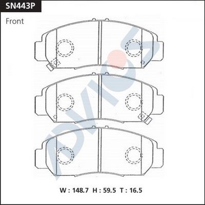 Комплект тормозных колодок, дисковый тормоз ADVICS SN443P