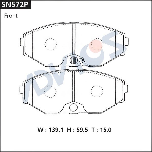 Комплект тормозных колодок, дисковый тормоз ADVICS SN572P