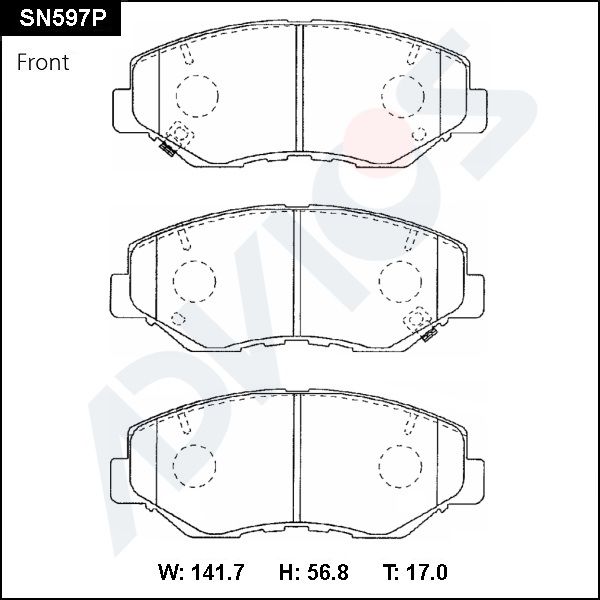 Комплект тормозных колодок, дисковый тормоз ADVICS SN597P