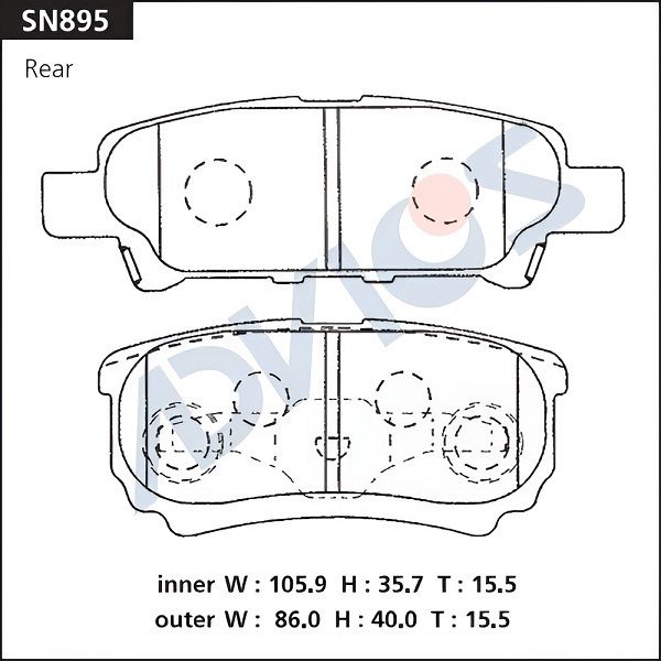 Комплект тормозных колодок, дисковый тормоз ADVICS SN895