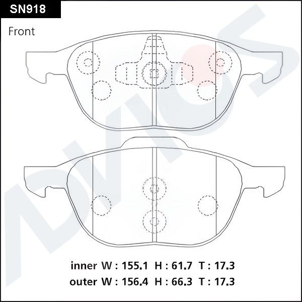 Комплект тормозных колодок, дисковый тормоз ADVICS SN918