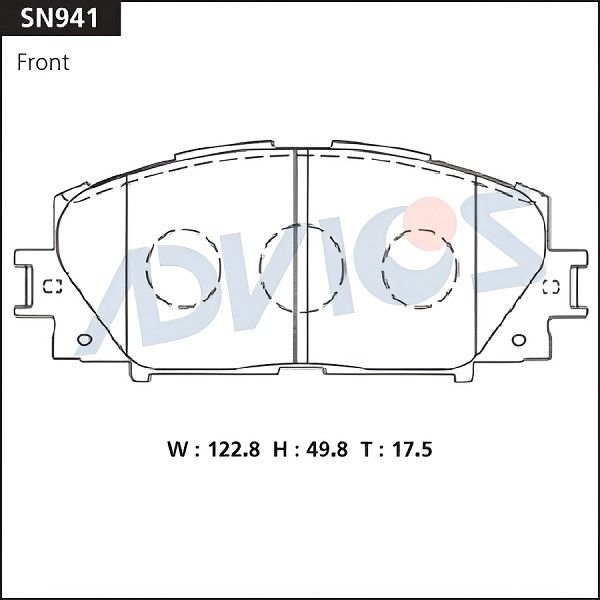 Комплект тормозных колодок, дисковый тормоз ADVICS SN941