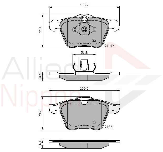 Колодки тормозные дисковые ALLIED NIPPON ADB01608