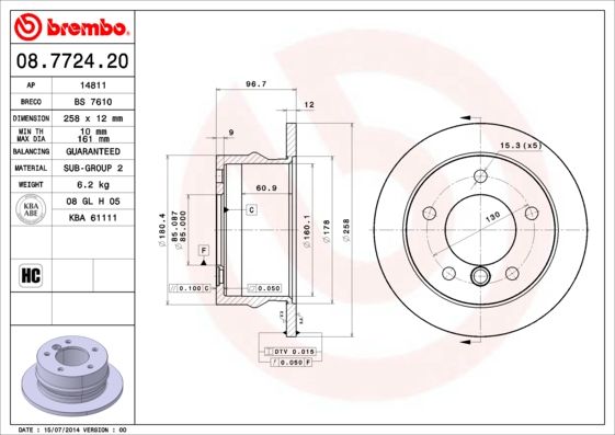 Тормозной диск BREMBO 08772420