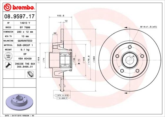 Тормозной диск BREMBO 08959717