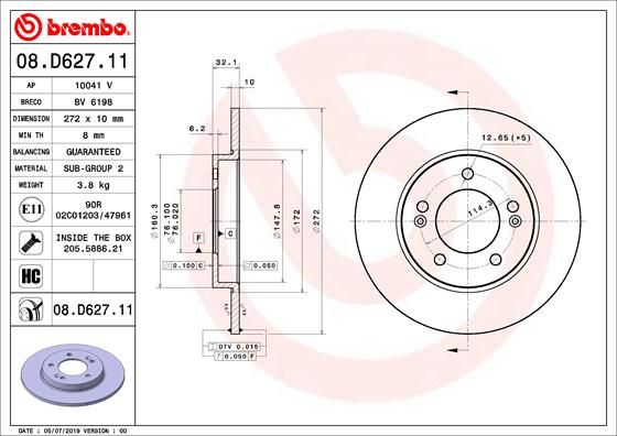 Тормозной диск BREMBO 08D62711