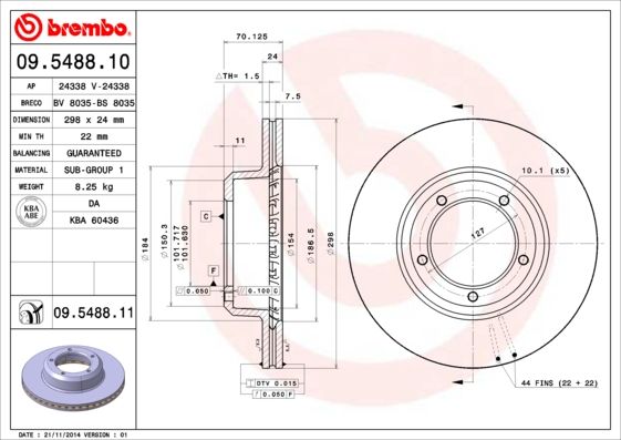 Тормозной диск BREMBO 09548810