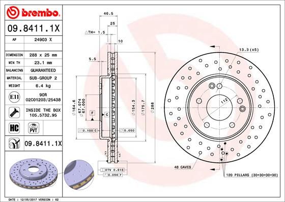 Тормозной диск BREMBO 0984111X