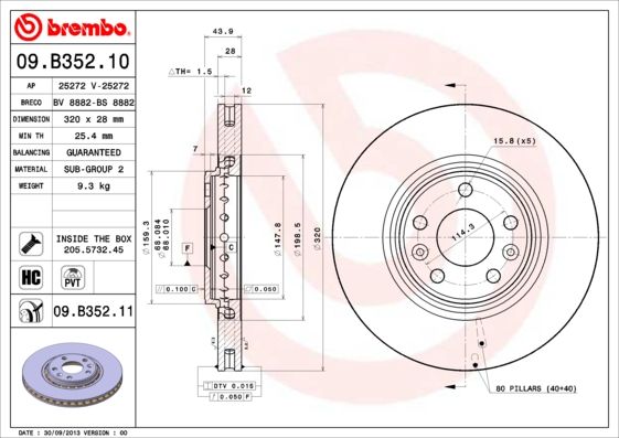 Тормозной диск BREMBO 09B35211