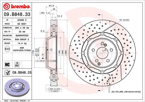 Тормозной диск BREMBO 09B84833