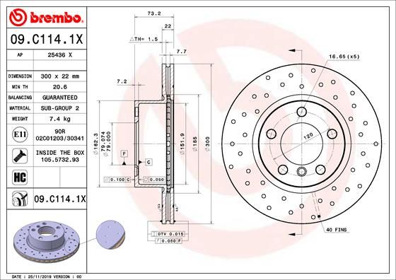 Тормозной диск BREMBO 09C1141X