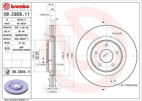 Тормозной диск BREMBO 09C92811
