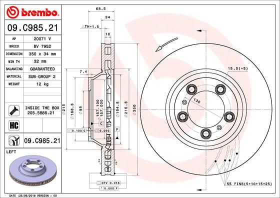 Тормозной диск BREMBO 09C98521