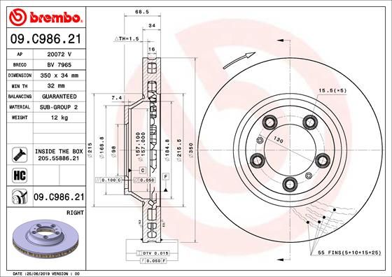 Тормозной диск BREMBO 09C98621