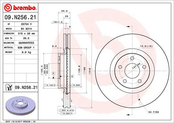 Тормозной диск BREMBO 09N25621