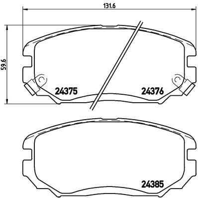 Комплект тормозных колодок, дисковый тормоз BREMBO P30038