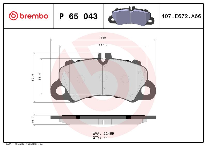 Комплект тормозных колодок, дисковый тормоз BREMBO P65043