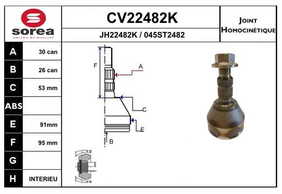 Шарнирный комплект, приводной вал EAI CV22482K