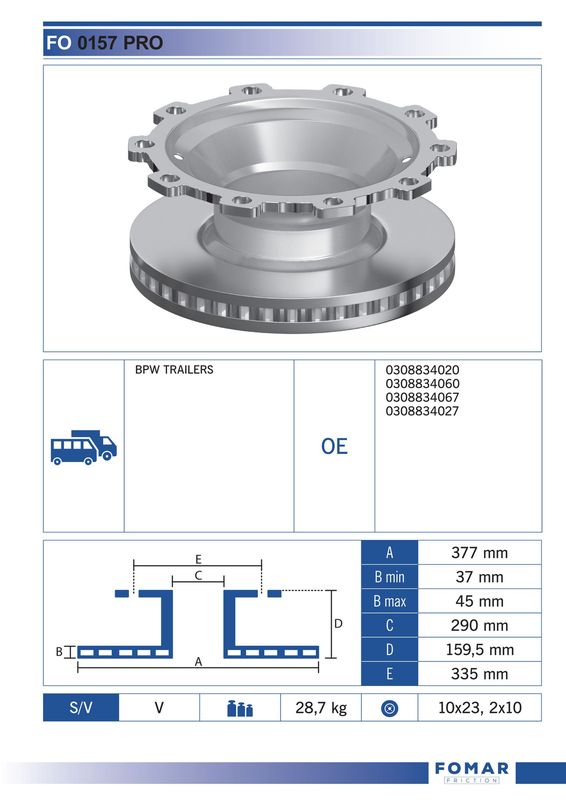 Тормозной диск FOMAR FO0157PRO