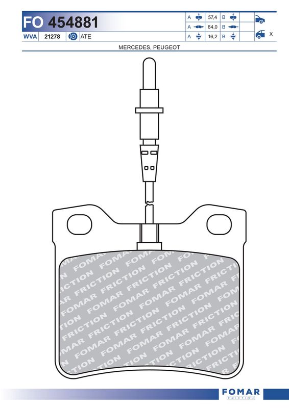 Комплект тормозных колодок, дисковый тормоз FOMAR FO454881