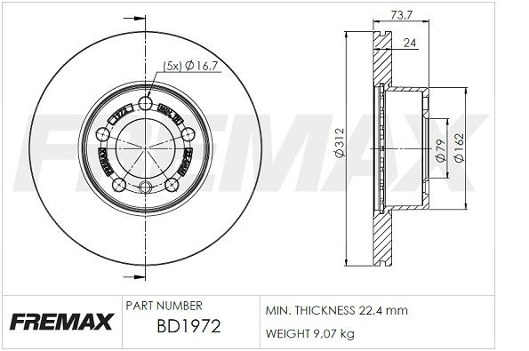 Тормозной диск FREMAX BD1972