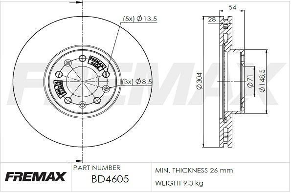 Тормозной диск FREMAX BD4605