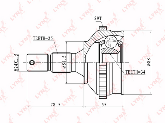 Шарнирный комплект, приводной вал LYNX CO6102A