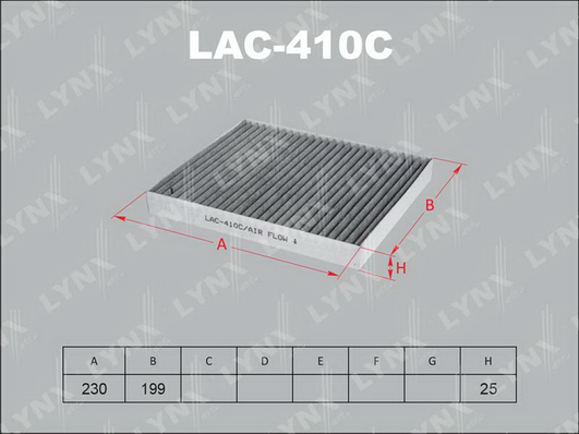 Фильтр, воздух во внутренном пространстве LYNX LAC410C