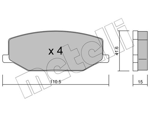 Комплект тормозных колодок, дисковый тормоз METELLI 2200970